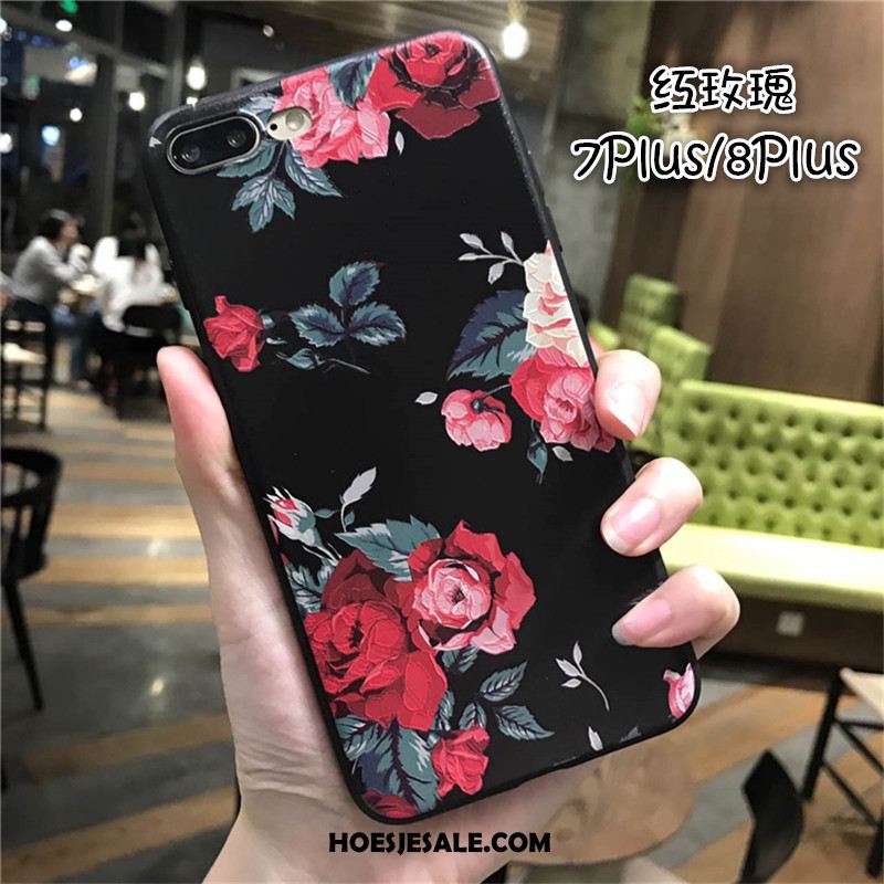 iPhone 7 Plus Hoesje Zacht Bloemen Roze Hoes Siliconen Kopen