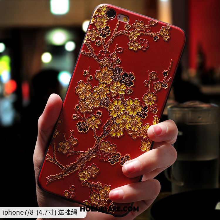 iPhone 8 Hoesje Anti-fall Rood Siliconen Hoes Persoonlijk Goedkoop