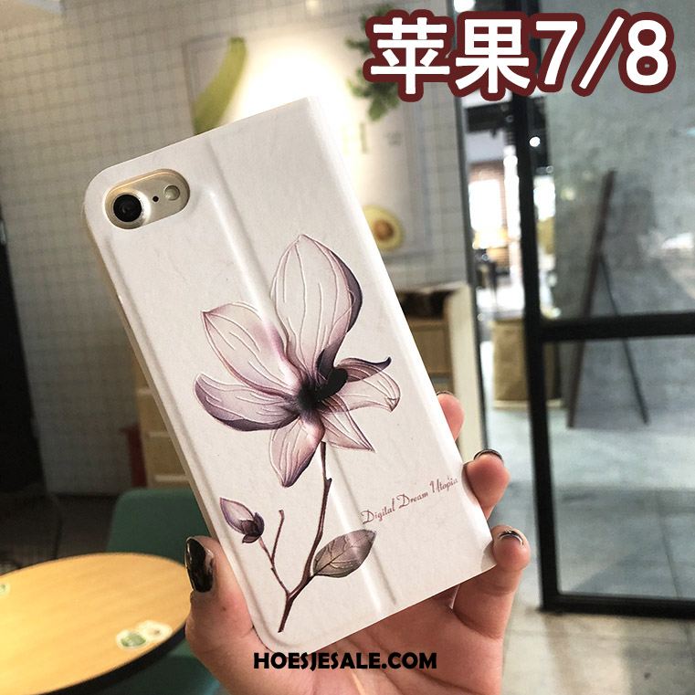 iPhone 8 Hoesje Hoes Bloemen Leren Etui Reliëf Mobiele Telefoon Kopen