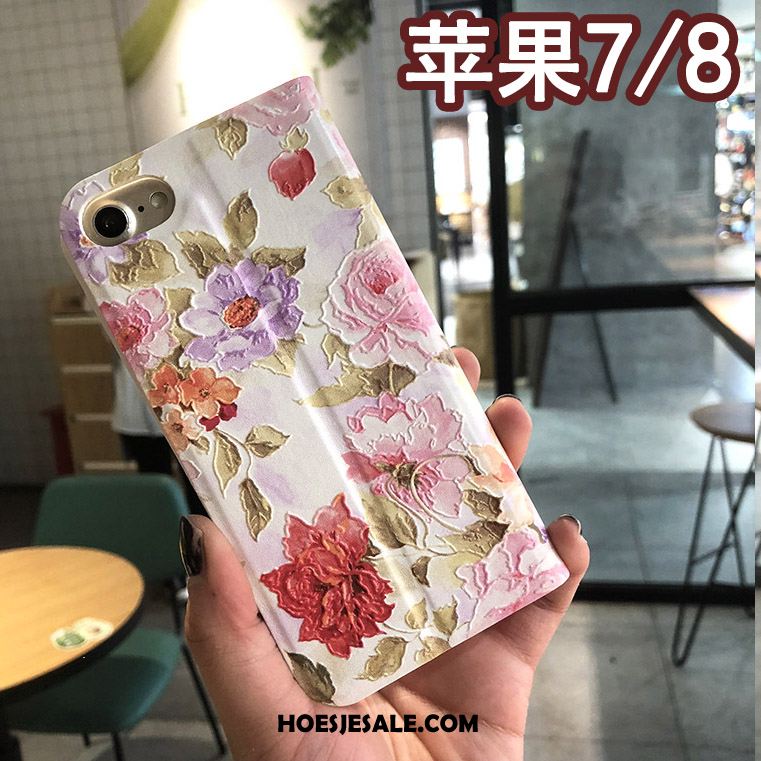 iPhone 8 Hoesje Hoes Bloemen Leren Etui Reliëf Mobiele Telefoon Kopen