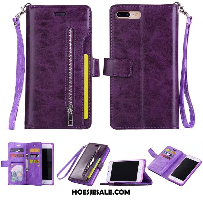 iPhone 8 Plus Hoesje Hoes Leren Etui Bescherming Mobiele Telefoon Purper Kopen