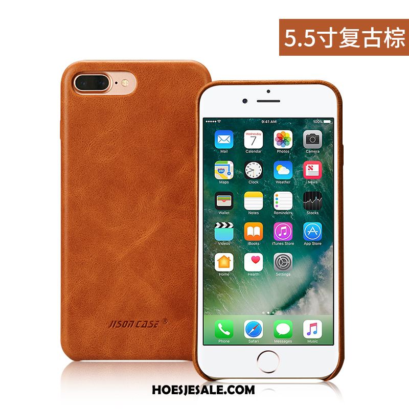 iPhone 8 Plus Hoesje Hoes Mobiele Telefoon Groen Anti-fall Echt Leer Korting