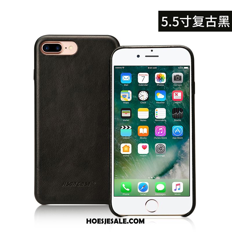 iPhone 8 Plus Hoesje Hoes Mobiele Telefoon Groen Anti-fall Echt Leer Korting