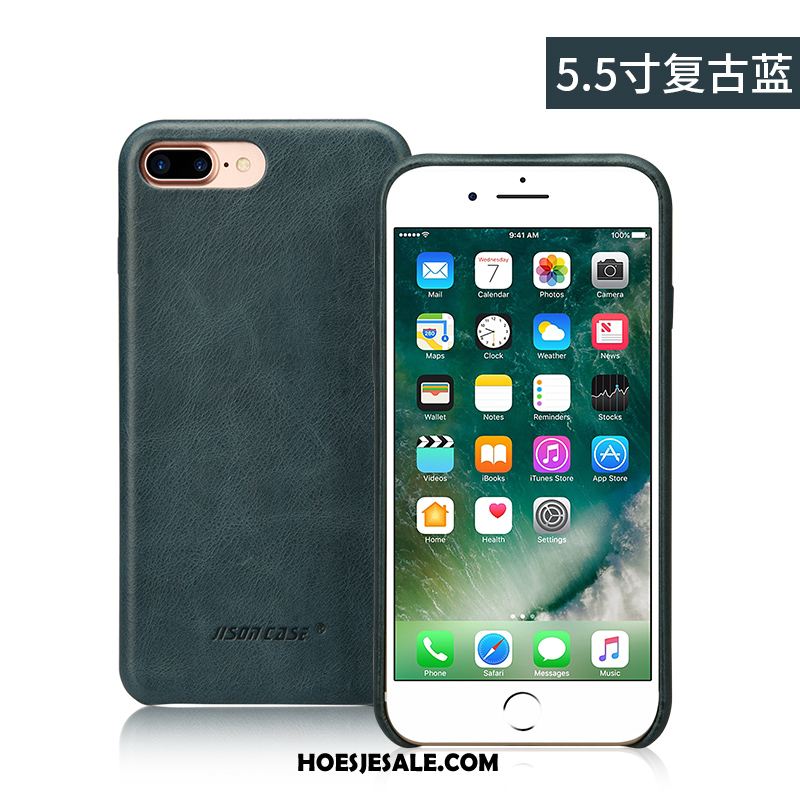 iPhone 8 Plus Hoesje Hoes Mobiele Telefoon Groen Anti-fall Echt Leer Korting