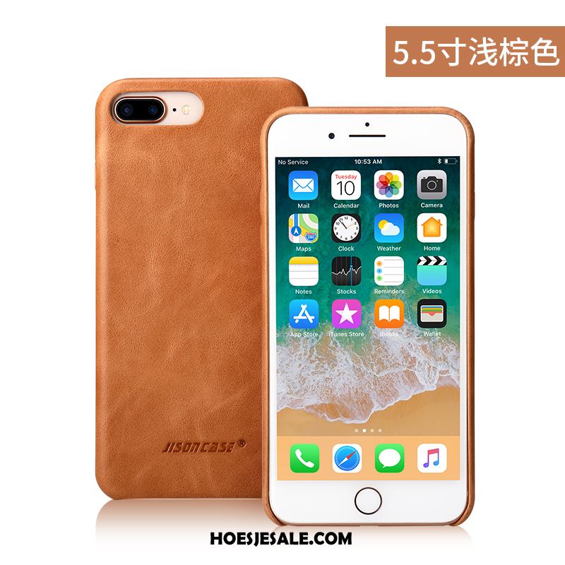 iPhone 8 Plus Hoesje Hoes Mobiele Telefoon Groen Anti-fall Echt Leer Korting