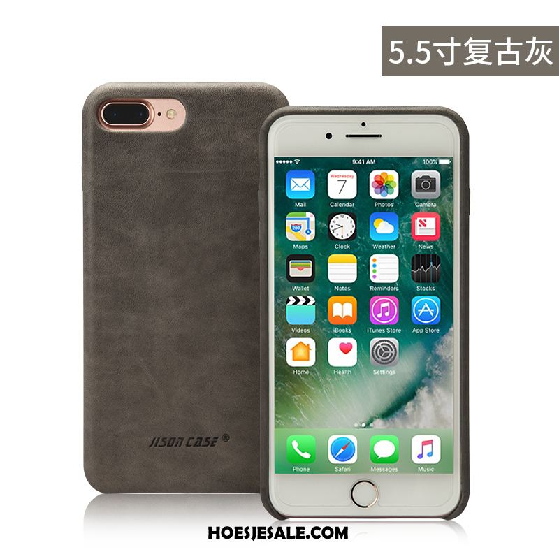 iPhone 8 Plus Hoesje Hoes Mobiele Telefoon Groen Anti-fall Echt Leer Korting