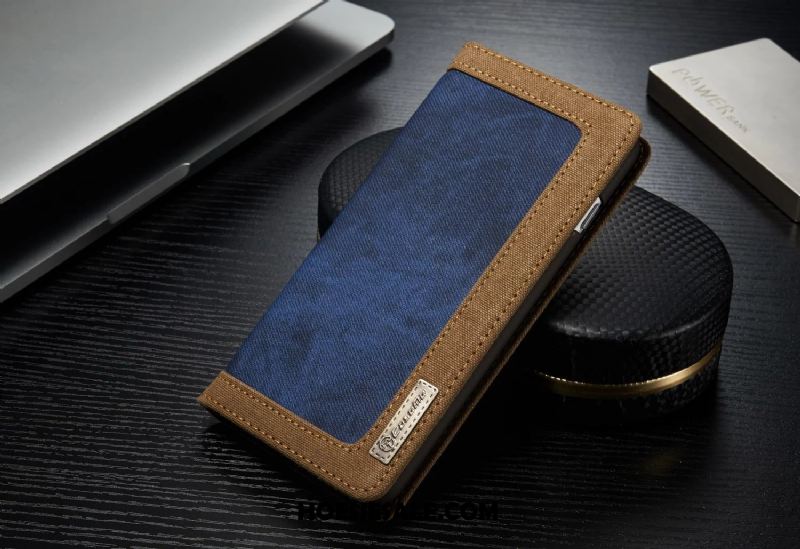 iPhone 8 Plus Hoesje Leren Etui Mobiele Telefoon Bruin Denim Bescherming Kopen