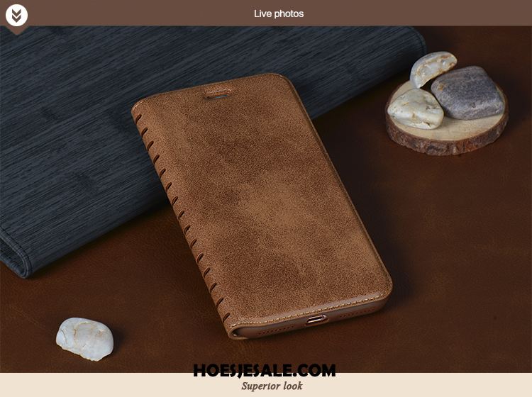 iPhone 8 Plus Hoesje Leren Etui Rood Mobiele Telefoon Hoes Folio Goedkoop