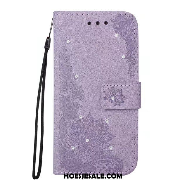 iPhone 8 Plus Hoesje Purper Leren Etui Met Strass Nieuw Anti-fall Goedkoop