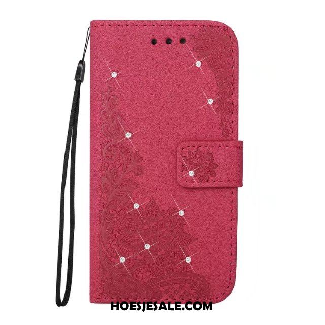 iPhone 8 Plus Hoesje Purper Leren Etui Met Strass Nieuw Anti-fall Goedkoop