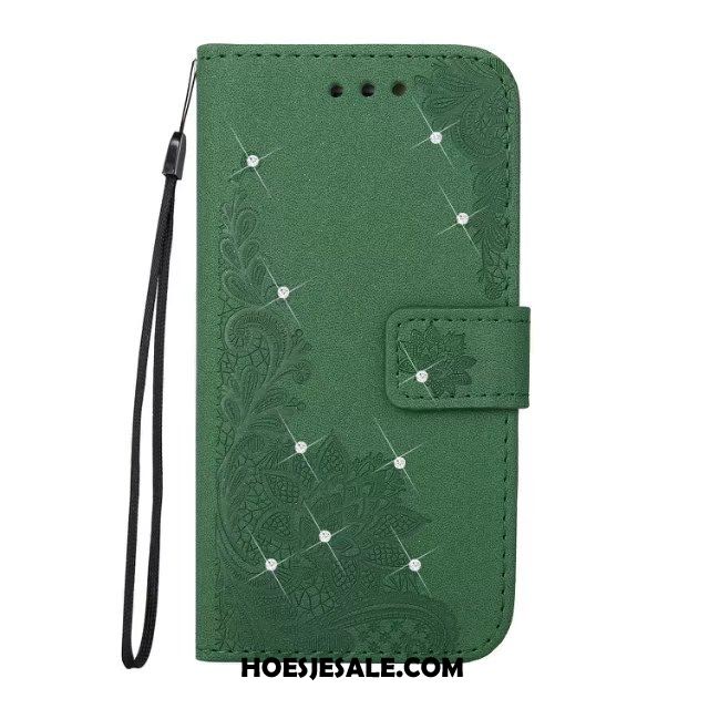 iPhone 8 Plus Hoesje Purper Leren Etui Met Strass Nieuw Anti-fall Goedkoop