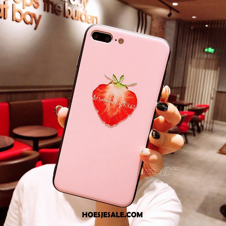 iPhone 8 Plus Hoesje Reliëf Roze All Inclusive Mini Aardbei Kopen