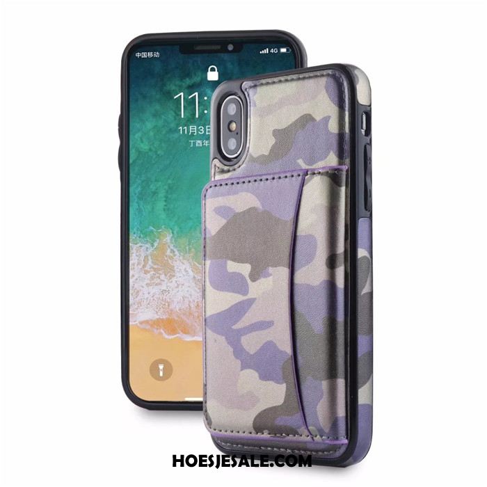 iPhone X Hoesje Leren Etui Kaart Classic Camouflage Mobiele Telefoon Sale