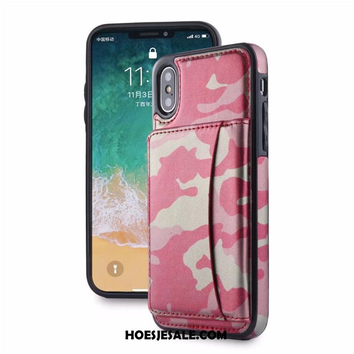 iPhone X Hoesje Leren Etui Kaart Classic Camouflage Mobiele Telefoon Sale