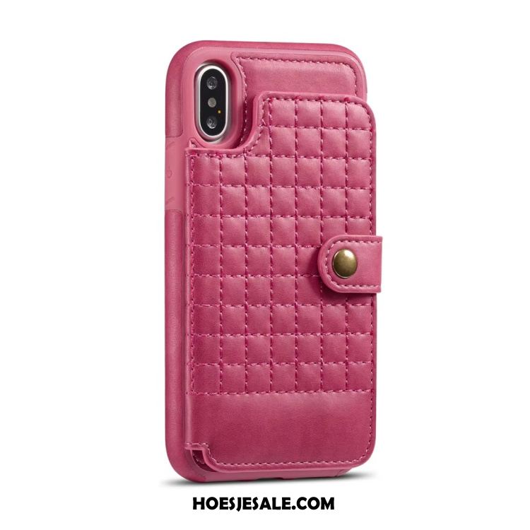 iPhone X Hoesje Leren Etui Kaart Tas Rood Portemonnee Mobiele Telefoon Sale