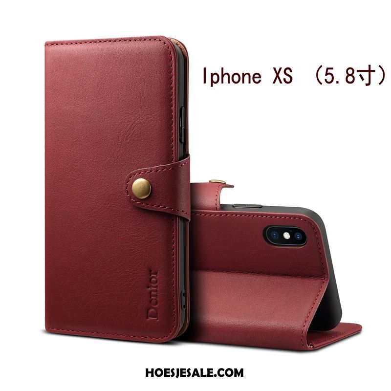 iPhone Xs Hoesje Bescherming Leren Etui Hoes Anti-fall Leer Winkel