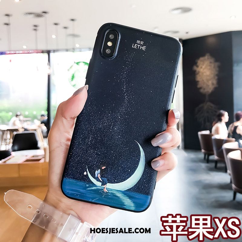 iPhone Xs Hoesje Blauw Schrobben Trendy Merk Siliconen Mobiele Telefoon Korting