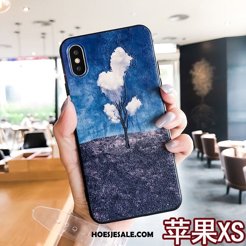 iPhone Xs Hoesje Blauw Schrobben Trendy Merk Siliconen Mobiele Telefoon Korting