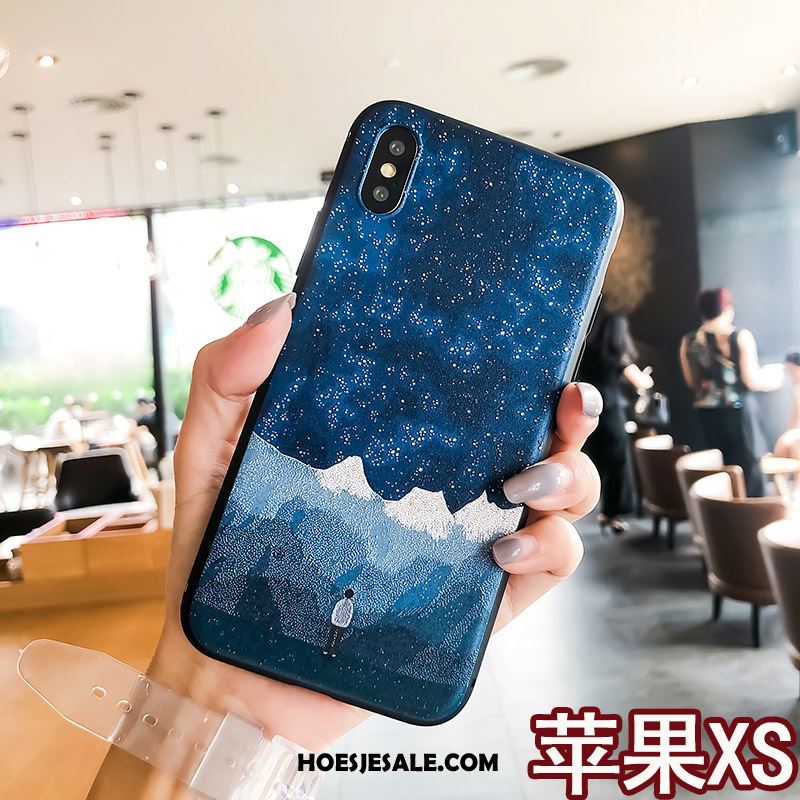 iPhone Xs Hoesje Blauw Schrobben Trendy Merk Siliconen Mobiele Telefoon Korting