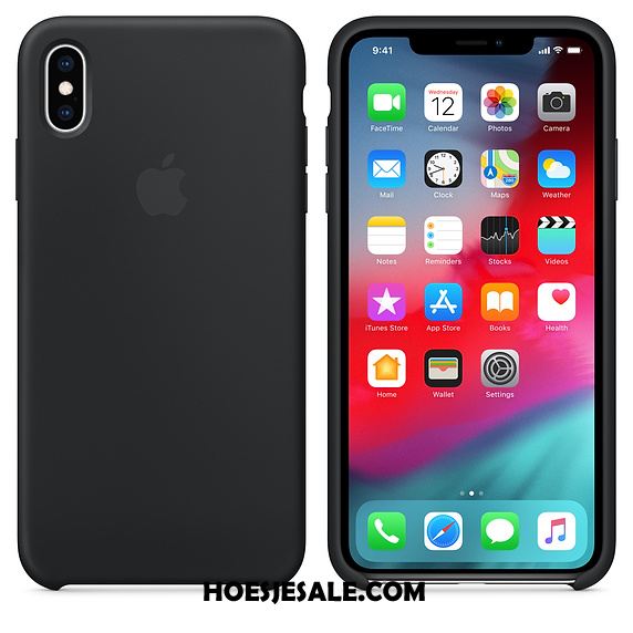 iPhone Xs Hoesje Effen Kleur Anti-fall Net Red Roze Siliconen Korting