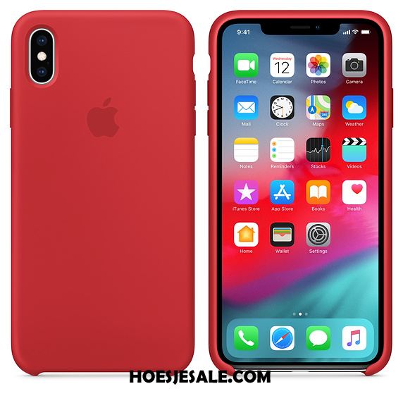 iPhone Xs Hoesje Effen Kleur Anti-fall Net Red Roze Siliconen Korting
