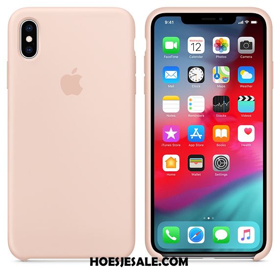 iPhone Xs Hoesje Effen Kleur Anti-fall Net Red Roze Siliconen Korting