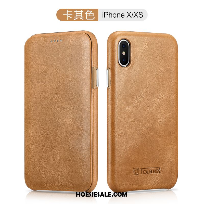 iPhone Xs Hoesje Hoes Vintage Leren Etui Anti-fall Bescherming Goedkoop