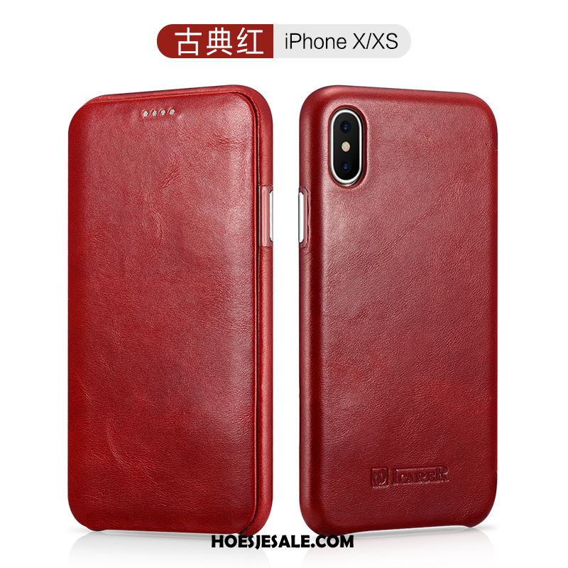 iPhone Xs Hoesje Hoes Vintage Leren Etui Anti-fall Bescherming Goedkoop