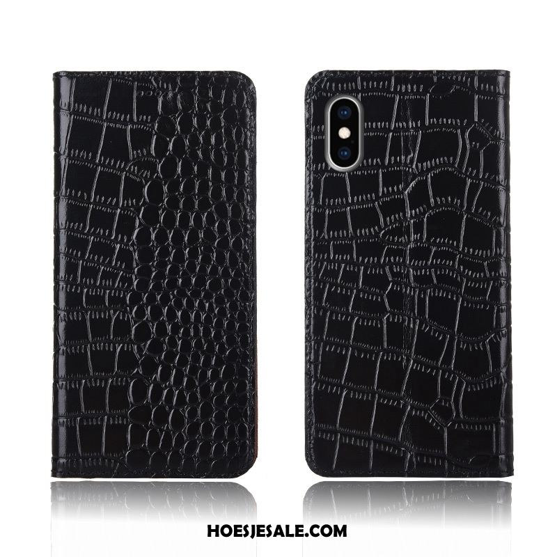 iPhone Xs Hoesje Krokodil Clamshell Leren Etui Scheppend Bescherming Kopen