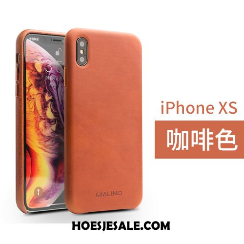 iPhone Xs Hoesje Leren Etui Bruin Bedrijf Eenvoudige Bescherming Online