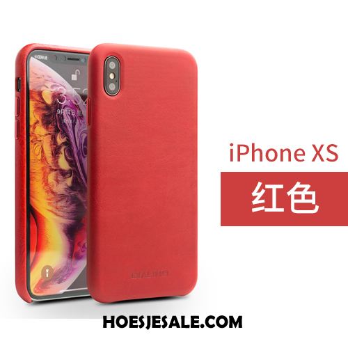 iPhone Xs Hoesje Leren Etui Bruin Bedrijf Eenvoudige Bescherming Online