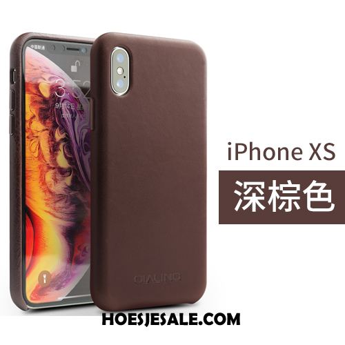 iPhone Xs Hoesje Leren Etui Bruin Bedrijf Eenvoudige Bescherming Online