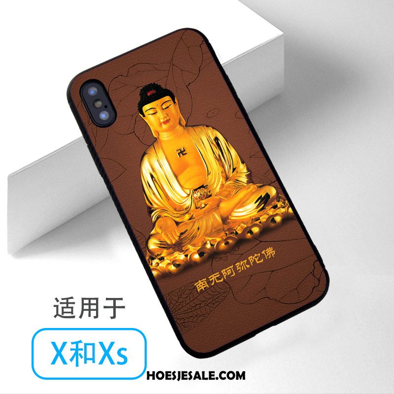 iPhone Xs Hoesje Mobiele Telefoon Boeddha Blauw Korting