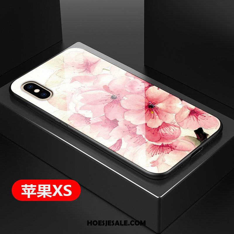 iPhone Xs Hoesje Rood Glas Hard Mobiele Telefoon Bescherming Korting