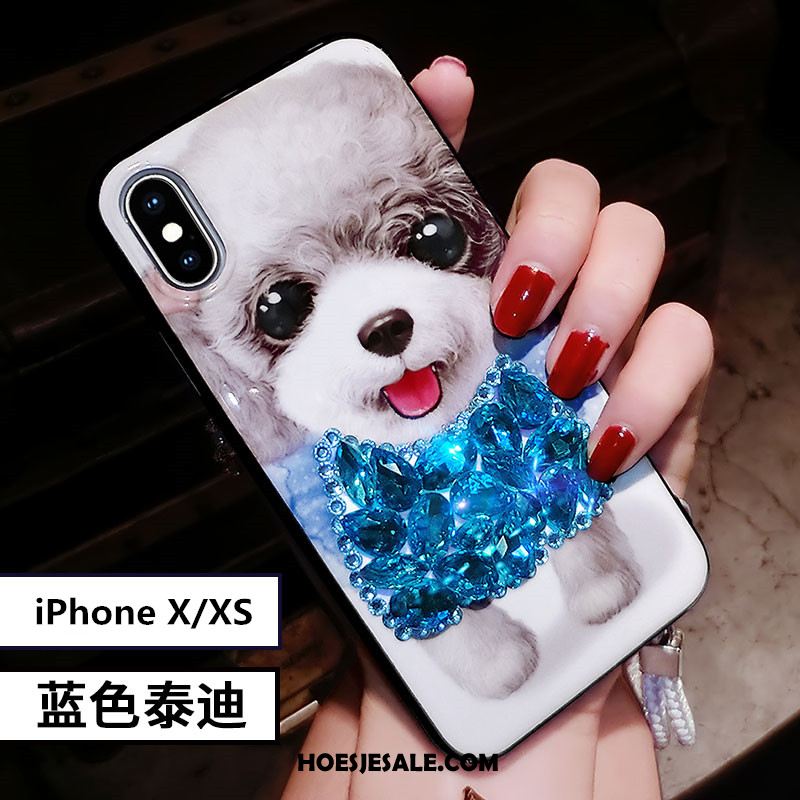 iPhone Xs Hoesje Siliconen Met Strass Blauw Mooie Spotprent Kopen