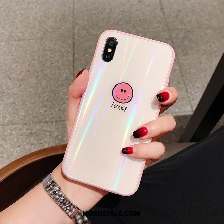 iPhone Xs Hoesje Super Anti-fall Trendy Merk Glas Smiley Sale