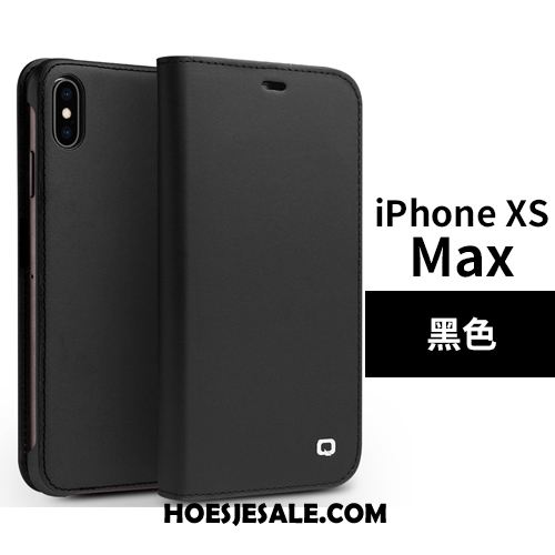 iPhone Xs Max Hoesje Anti-fall Clamshell Echt Leer High End Hoes