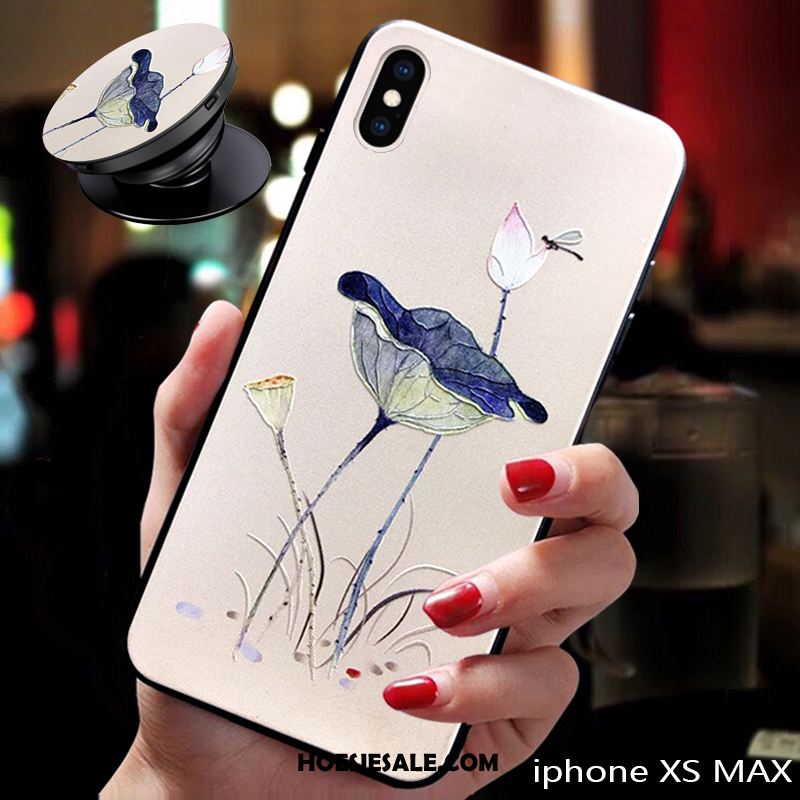 iPhone Xs Max Hoesje Anti-fall Trendy Merk Reliëf Dun Net Red Goedkoop