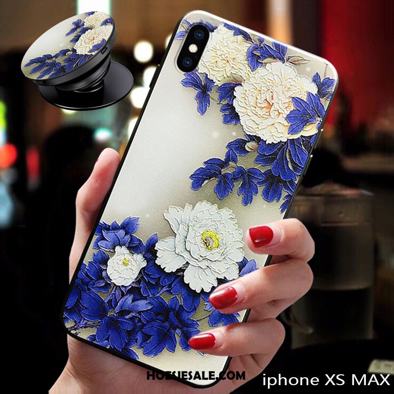 iPhone Xs Max Hoesje Anti-fall Trendy Merk Reliëf Dun Net Red Goedkoop