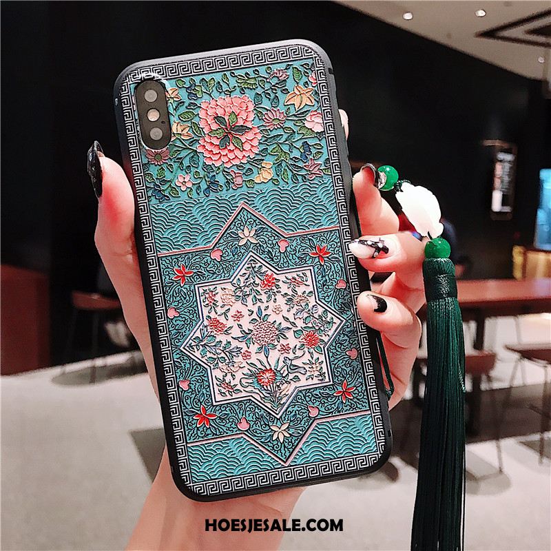 iPhone Xs Max Hoesje Chinese Stijl Opknoping Nek Kwasten Kunst Rood Korting