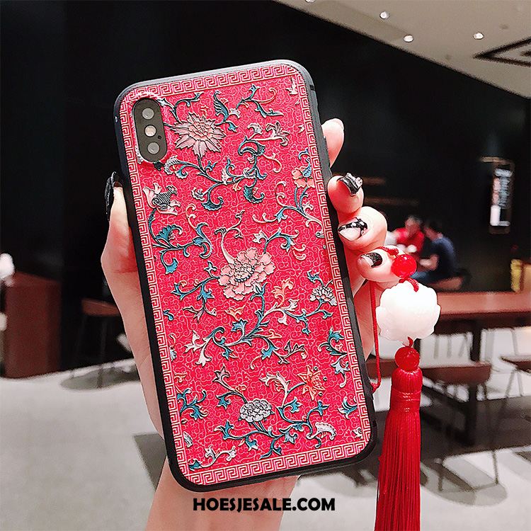 iPhone Xs Max Hoesje Chinese Stijl Opknoping Nek Kwasten Kunst Rood Korting