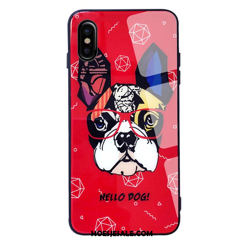 iPhone Xs Max Hoesje Mobiele Telefoon Scheppend Glas Hond Trendy Merk Korting