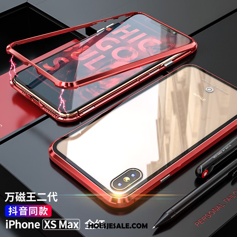 iPhone Xs Max Hoesje Purper Metaal Glas Trendy Merk Net Red Kopen