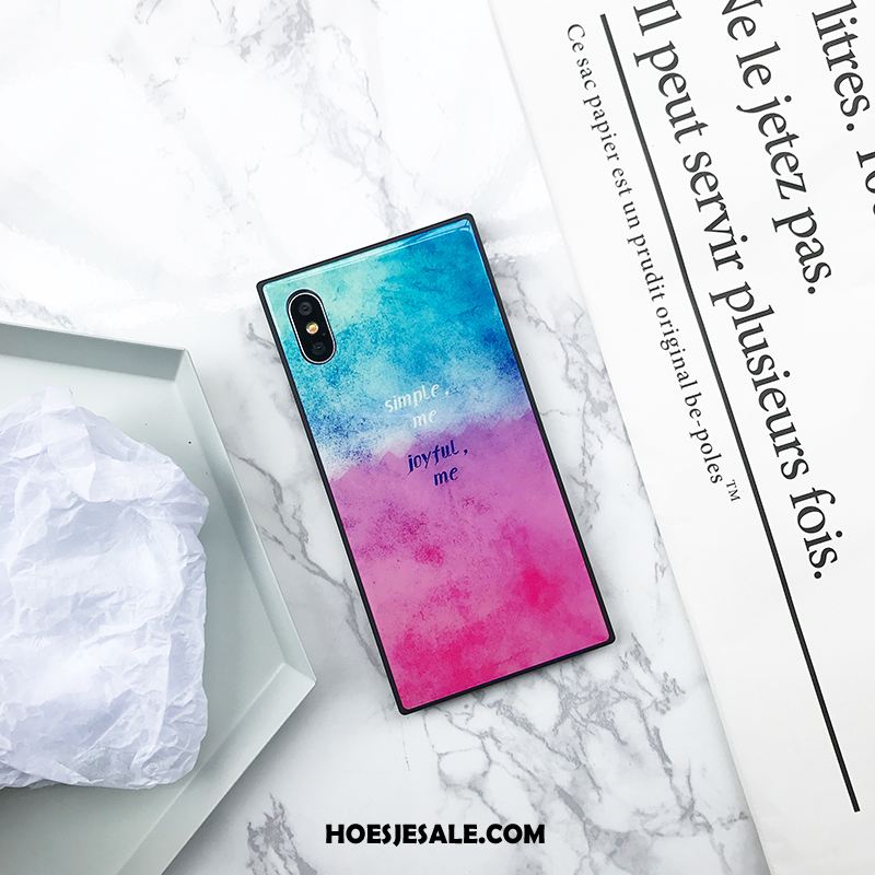 iPhone Xs Max Hoesje Trendy Merk All Inclusive Blauw Glas Vierkante Online