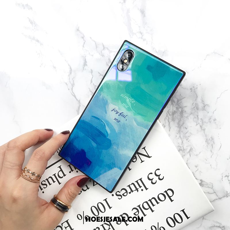 iPhone Xs Max Hoesje Trendy Merk All Inclusive Blauw Glas Vierkante Online