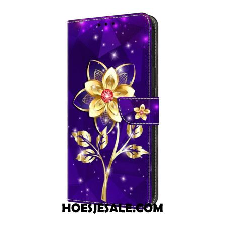 Bescherming Hoesje Samsung Galaxy A17 4g / 5g Gouden Bloem Op Een Paarse Achtergrond