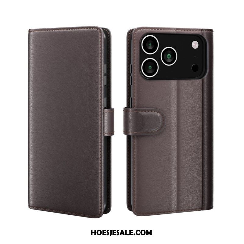 Bescherming Hoesje iPhone 17 Pro Max Portemonnee Van Echt Leer