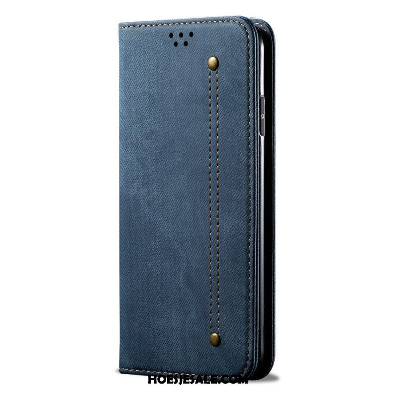 Bescherming Hoesje voor Samsung Galaxy M32 Folio-hoesje Spijkerstof