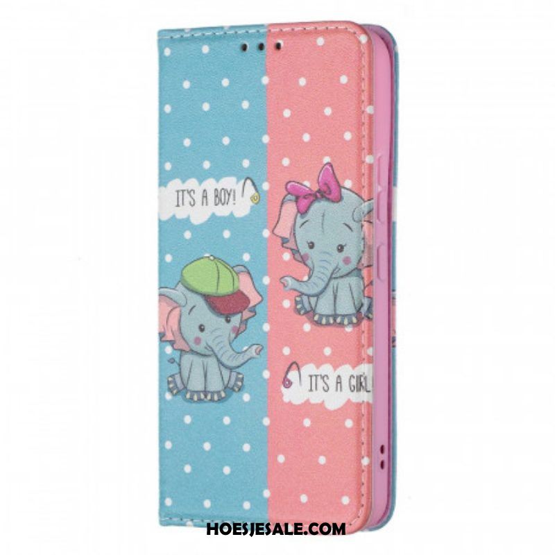 Bescherming Hoesje voor Samsung Galaxy S22 5G Folio-hoesje Baby Olifanten