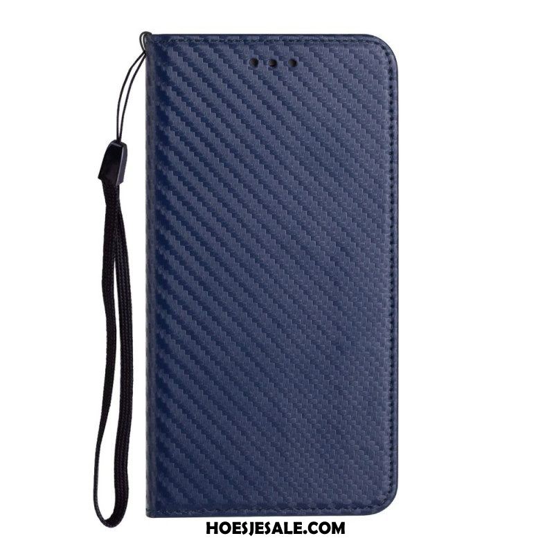 Bescherming Hoesje voor Xiaomi Redmi Note 11 Pro Plus 5G Met Ketting Folio-hoesje Band Van Koolstofvezel